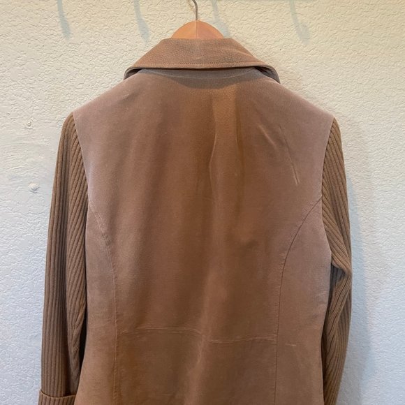 AMI Faux Leather Jacket Woman's M Medium Like New Brown Tan Long Sleeve - Picture 3 of 3